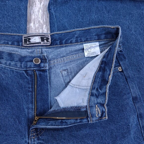 Vintage Rave R4R Jeans Womens 11 Blue Mid Rise Super Flare Leg Denim Y2K Hippy - Picture 7 of 8